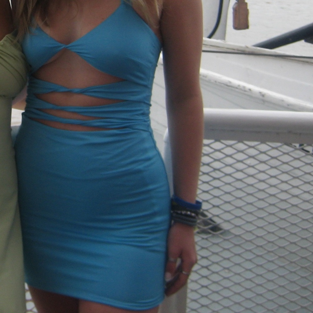 Green and Blue Sweetheart Bodycon Mini Dress